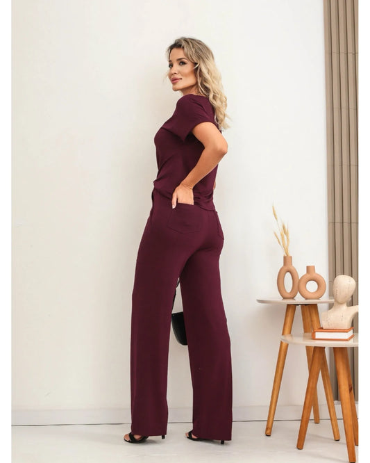 Conjunto Pantalón y Polera Con Manga Corta