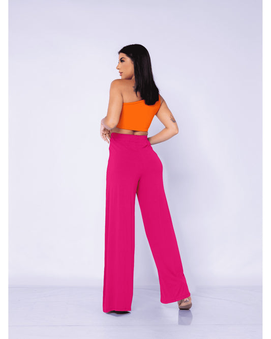 Pantalón Estilo Palazzo Brasileño Fucsia