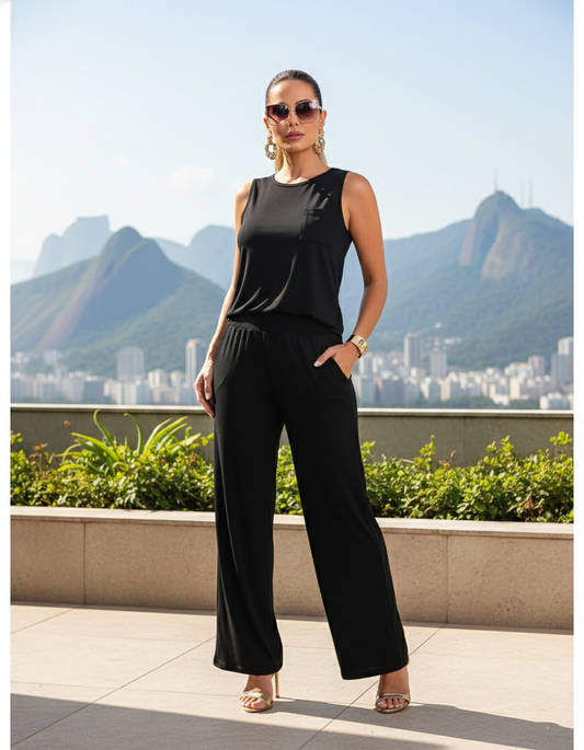 Conjunto Pantalón y Polera Sin Mangas Negro