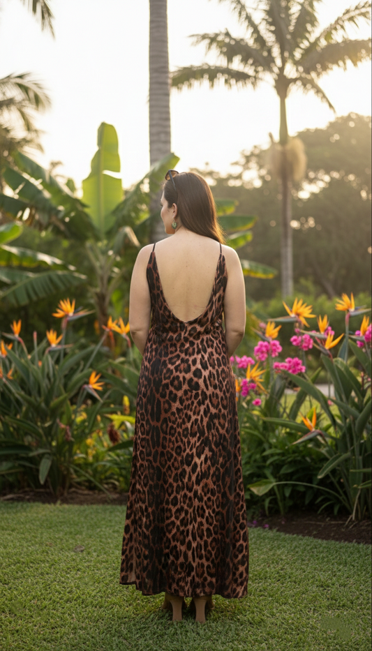 Vestido Largo Animal Print Con Tirantes