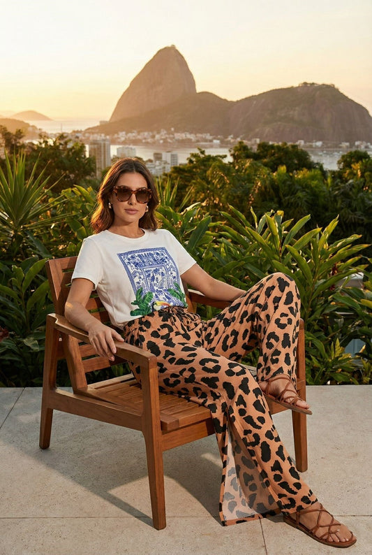 Polera Estampada Brasileña Slim ~ Tucanes y Estampilla