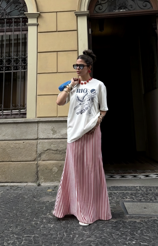 Polera Maxi Estampada Rio Playa