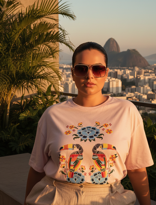 Polera Estampada Brasileña Maxi ~ Farm Rosada