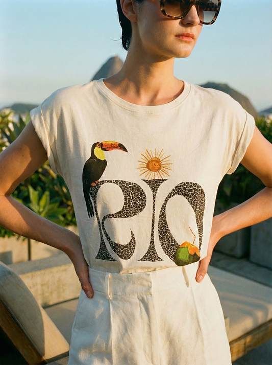 Polera Estampada Brasileña Manga Japonesa ~ Rio Coco