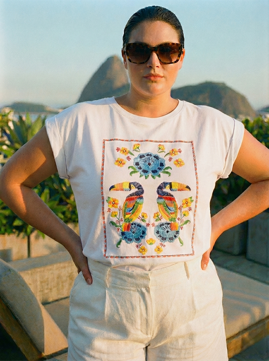 Polera Estampada Brasileña Manga Japonesa Talla Grande ~ Farm Tucanes