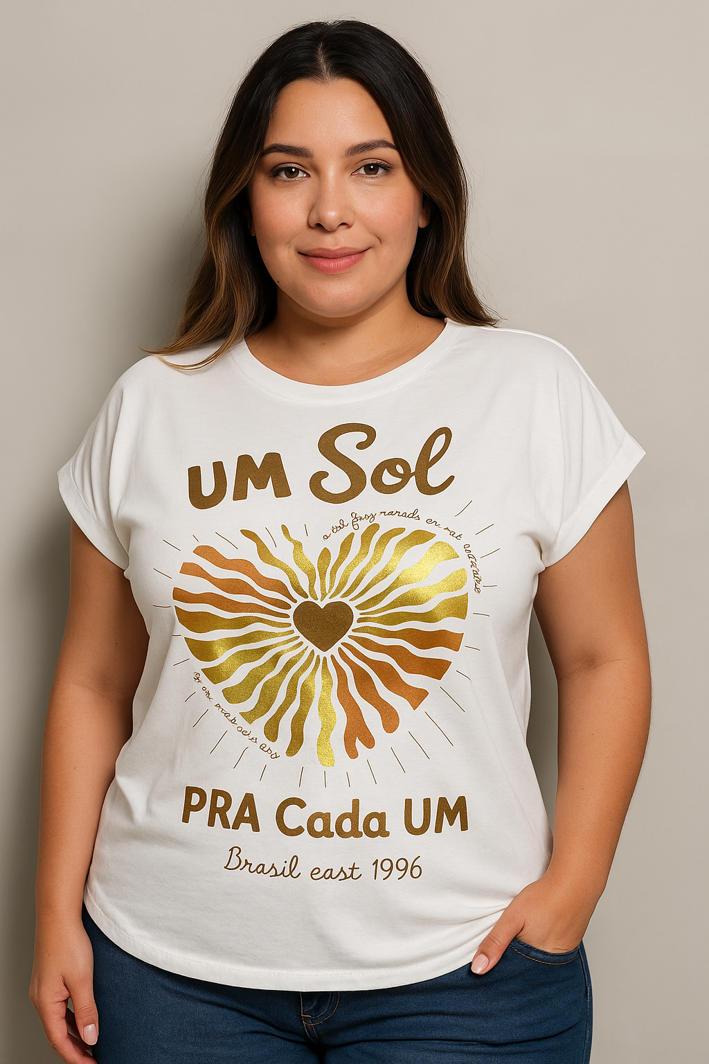 Polera Estampada Brasileña Manga Japonesa Talla Grande Sol Para