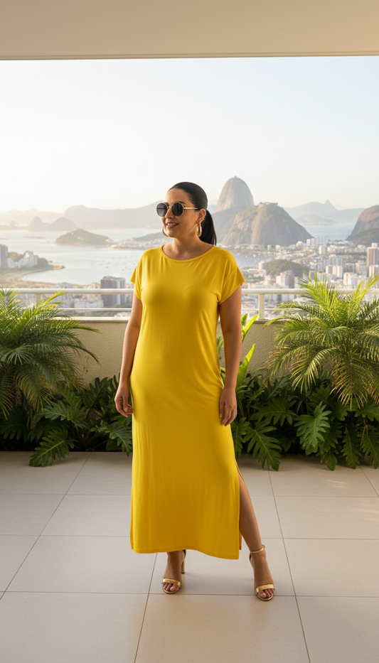 Vestido Largo Brasileño Amarillo