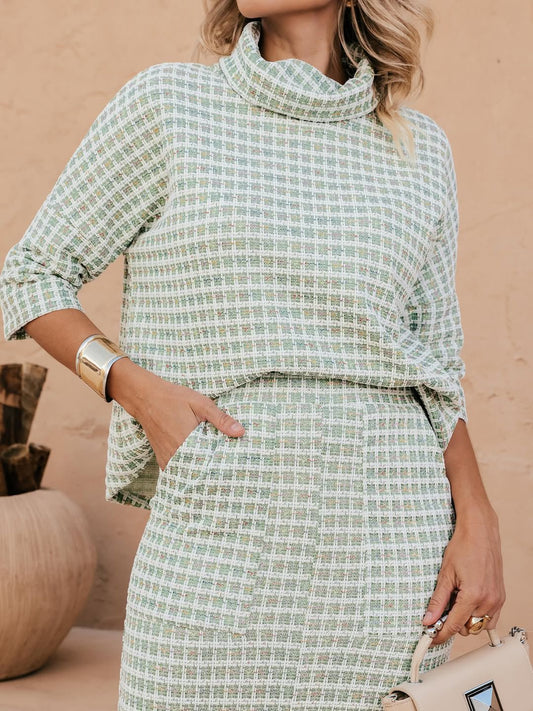 Conjunto Moema - Invierno Falda y Suéter Cuello Ancho ~ Lanilla