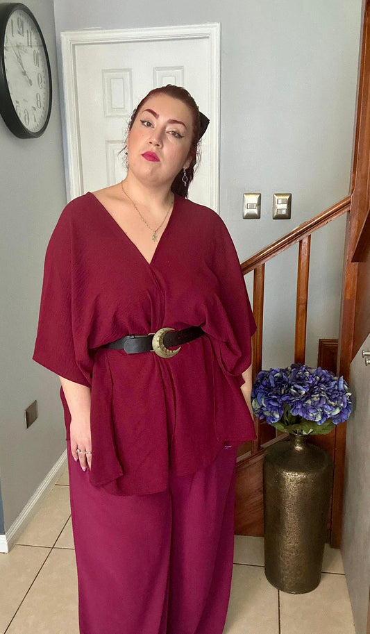 Blusa Asimétrica Talla Grande Con Mangas Abiertas Boho Chic