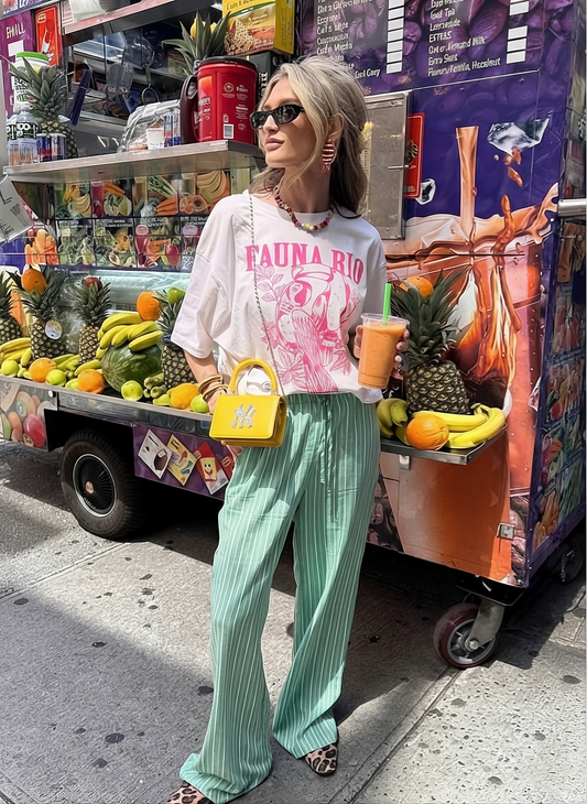 Polera Estampada Brasileña Maxi ~ Fauna Rio Fucsia