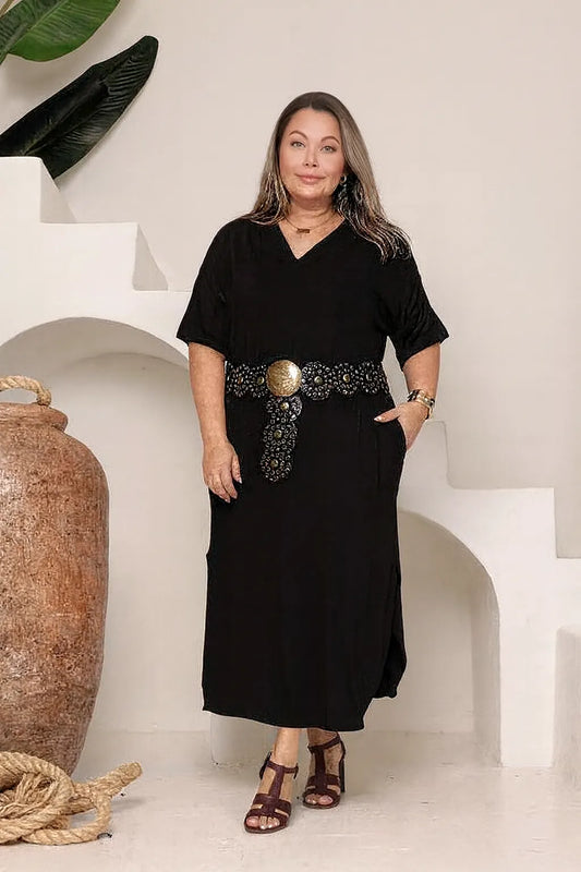 Vestido Largo Estilo Túnica (No Incluye Cinturón)