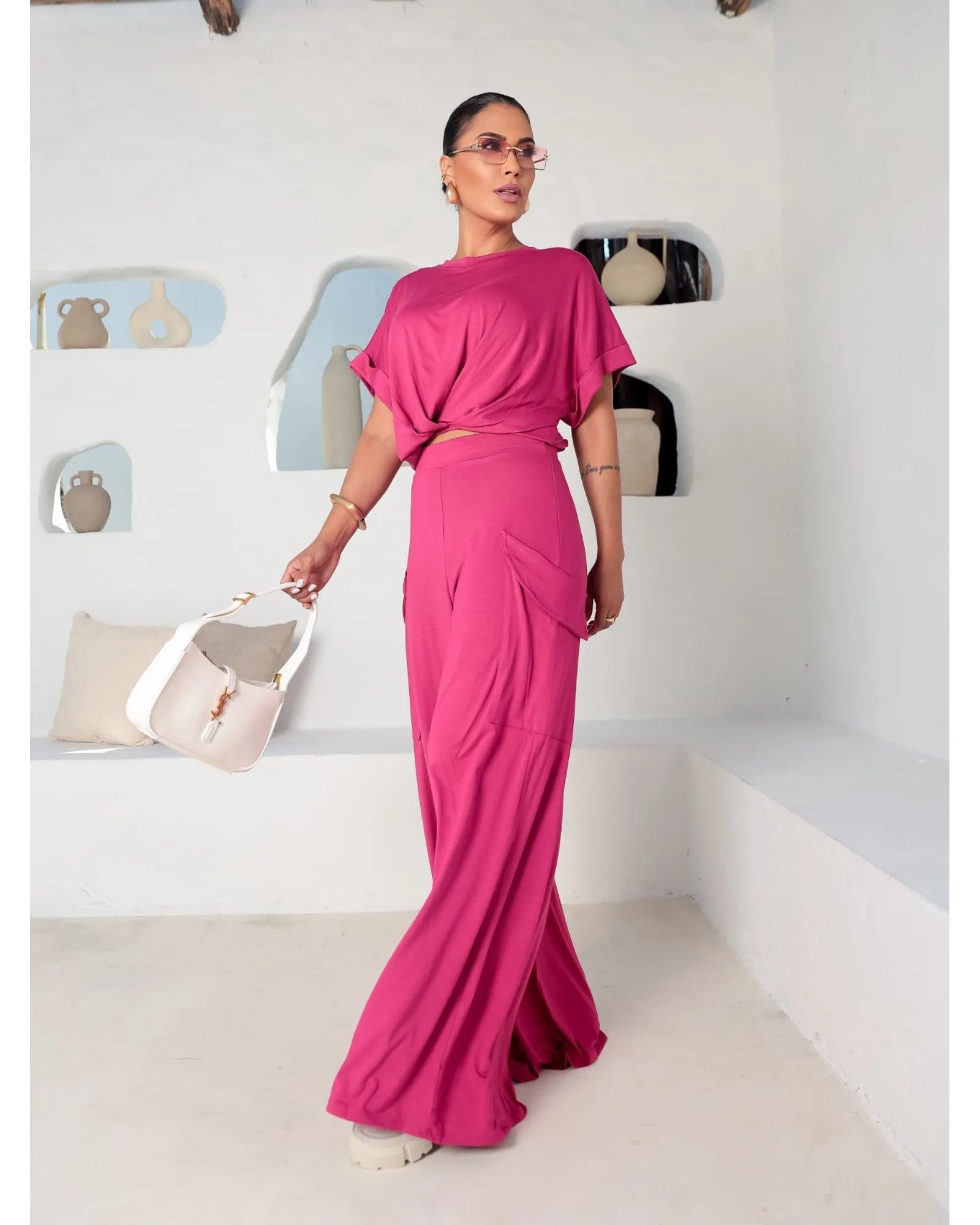 Vestidos Tela Con Caida Para Pantalon Palazzo Conjunto Pantalón