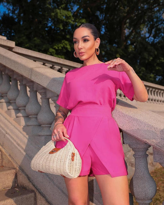 Conjunto Falda Short Fucsia