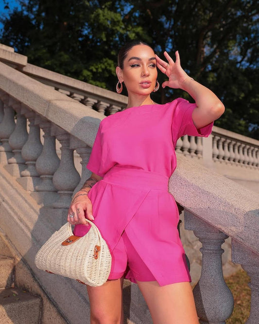 Conjunto Falda Short Fucsia