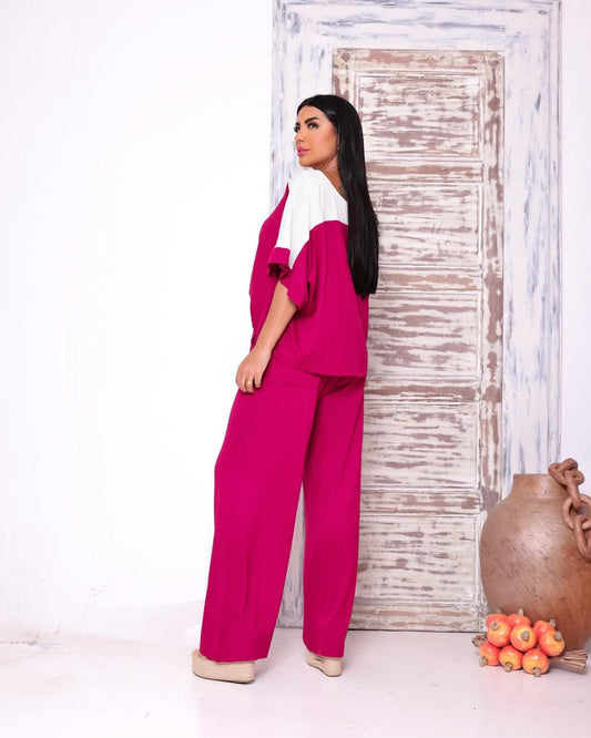 Conjunto Bicolor Pantalón Palazzo y Polera Oversize