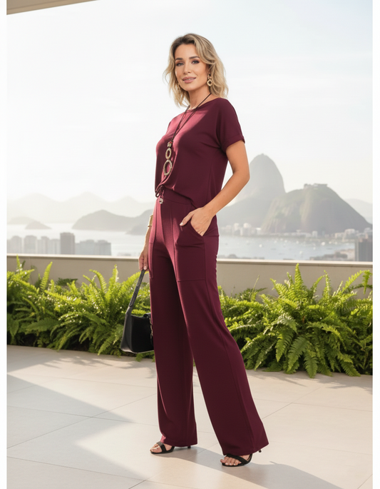 Conjunto Pantalón y Polera Con Manga Corta