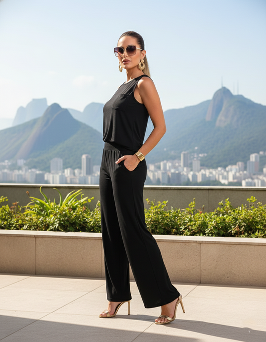 Conjunto Pantalón y Polera Sin Mangas Negro