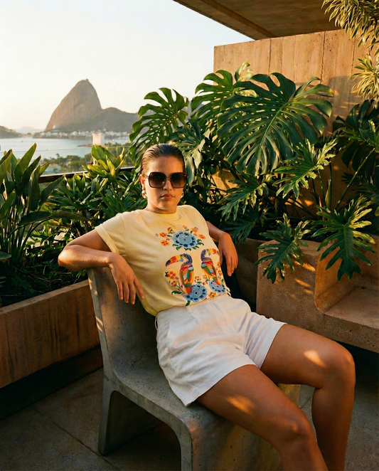 Polera Estampada Brasileña Manga Japonesa Talla Grande ~ Farm Tucanes