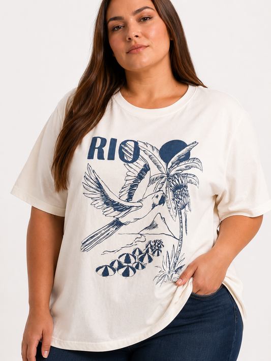 Polera Maxi Estampada Rio Playa