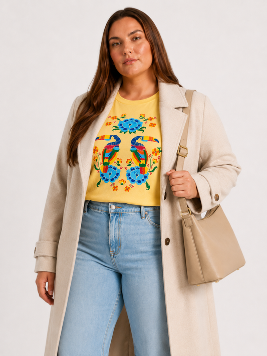 Polera Plus Size Fantasía Farm Amarilla