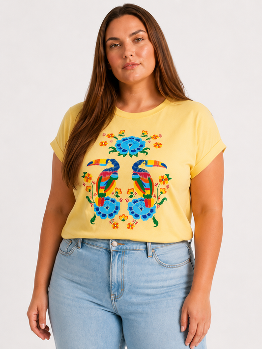 Polera Plus Size Fantasía Farm Amarilla