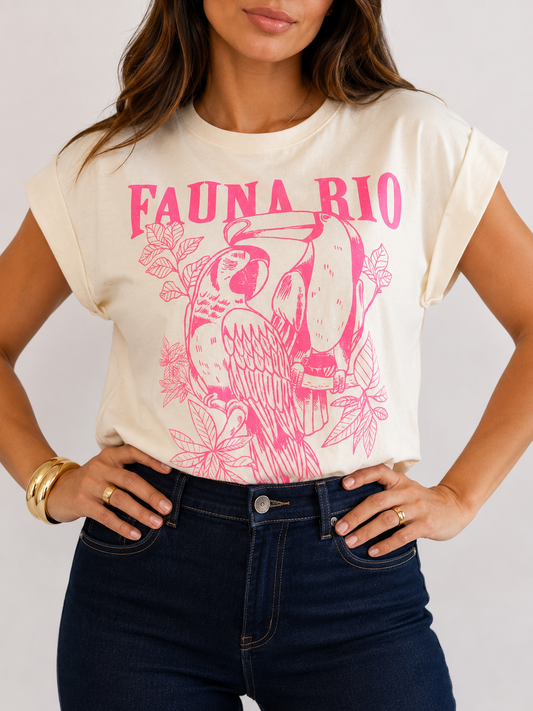 Polera Manga Japonesa Fauna Rio