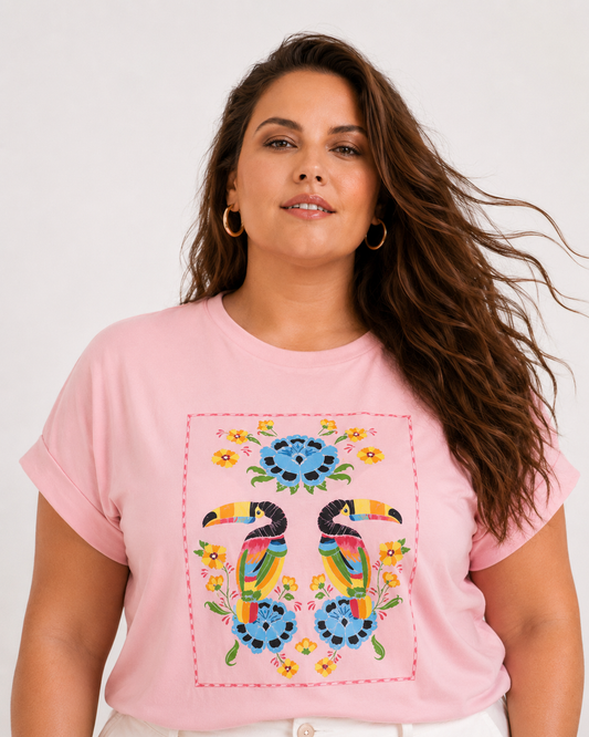 Polera Plus Size Fantasía Farm Pink