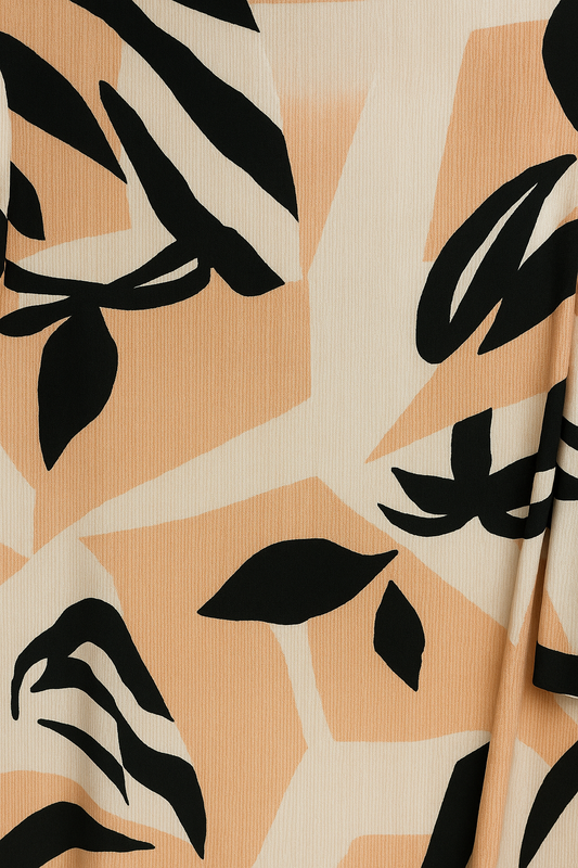 Vestido Midi Plus Size Estampado Geométrico Damasco y Negro