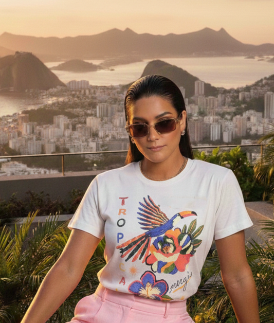 Polera Estampada Brasileña Slim ~ Energía Tropical
