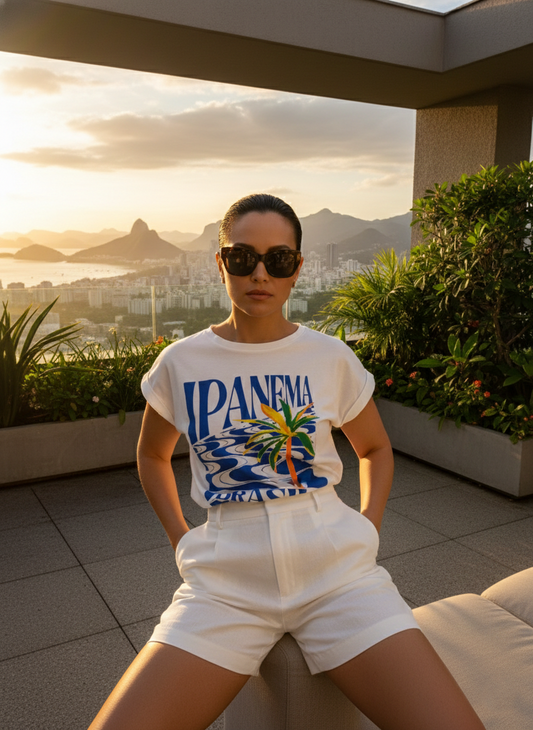 Polera Estampada Brasileña Manga Japonesa ~ Ipanema Brasil