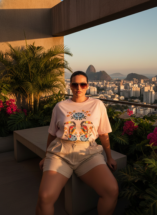 Polera Estampada Brasileña Maxi ~ Farm Rosada