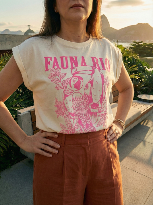 Polera Estampada Brasileña Manga Japonesa ~ Fauna Rio