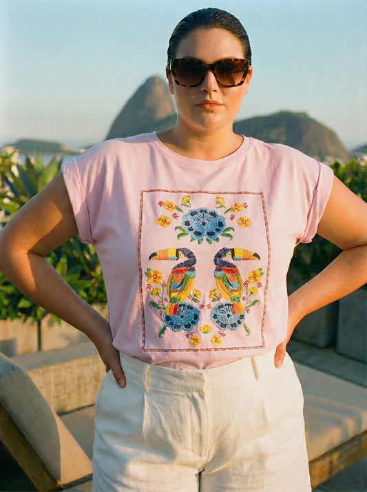 Polera Estampada Brasileña Manga Japonesa Talla Grande ~ Farm Tucanes