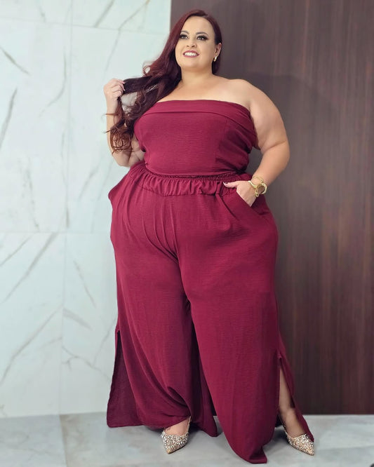 Pantalón Plus Size Con Aberturas Laterales