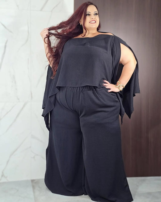 Blusa Asimétrica Plus Size Con Mangas Abiertas Boho Chic